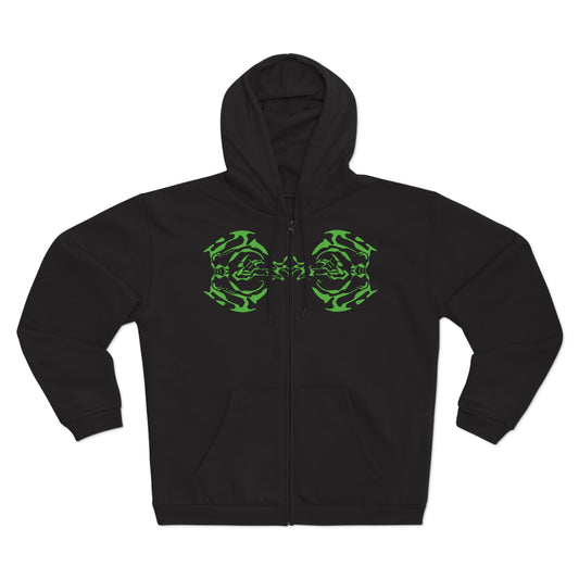 Tribal Green Symmetry Zip Hoodie