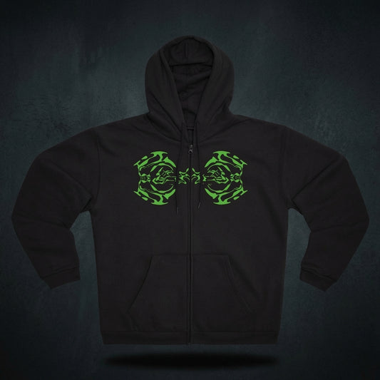 Tribal Green Symmetry Zip Hoodie